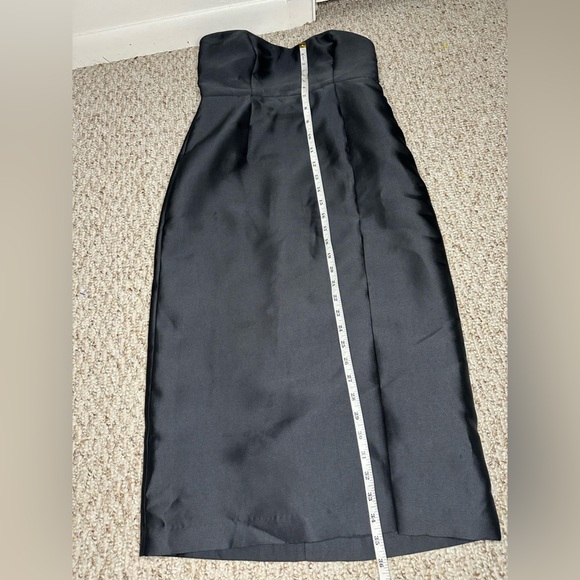 HUTCH black taffeta strapless bow back midi dress 2 - Picture 7 of 10